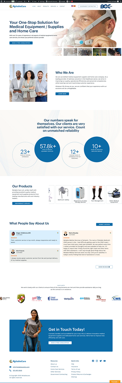 Health Care Website css elementor html ui user interface ux wordpress