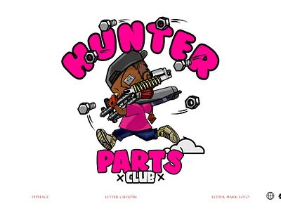 HUNTER PARTS CLUB automotive branding design garage graphic graphic design hunter illustration modification motoparts motorcycle vector