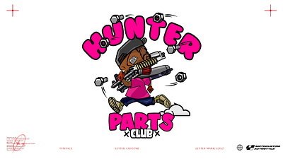 HUNTER PARTS CLUB automotive branding design garage graphic graphic design hunter illustration modification motoparts motorcycle vector