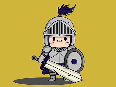 Cute Chibi Knight with Sword and Shield Illustration legend