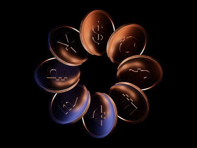 Currency coins 3d cgi cinema 4d coins currency finance fintech