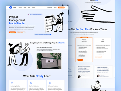 Flowly – SaaS Landing Page clean design dribbble figma saas landingpage uiux webdesign ui design user interface