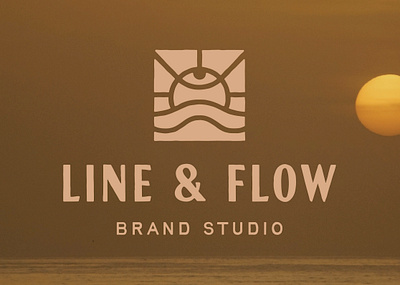 Line & Flow Brand Studio beach branding graphic design logo rustic studio sunset texture typography upscale vintage