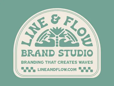 Line & Flow Sticker Design beach branding graphic design logo palm tree rainbow skate sticker surf vintage wave waves