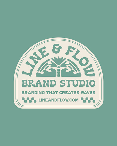 Line & Flow Sticker Design beach branding graphic design logo palm tree rainbow skate sticker surf vintage wave waves