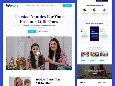 Nanny Service Landing Page Design adobe xd babysitting landing page babysittingwebsite childcarelandingpage childcarewebsite clean design cleanuidesign daycarelandingpage landing page landingpagedesign modernwebdesign nannylandingpage parentingwebsite product design ui design uiuxdesign ux design visual design webdesign website design