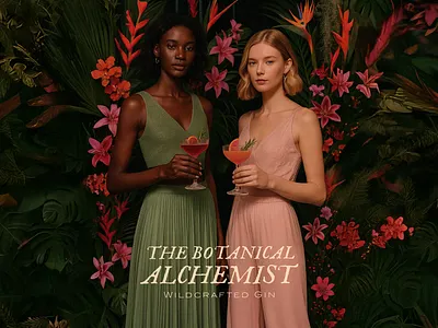 The Botanical Alchemist with fresh drops. botanical brandidentity branding creative direction designsystem floraldesign gin ia iaword illustration luxurybranding natureinspired packaging packagingdesign productdesign rituals spirits typography visualidentity world building