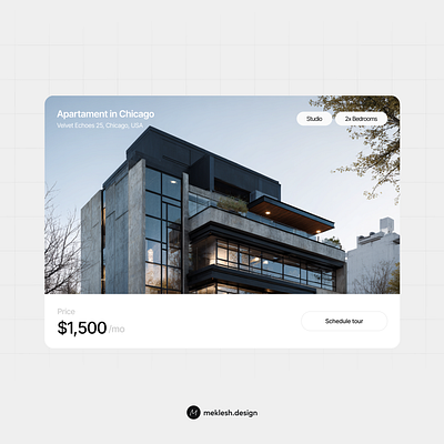 Apartment card apartment design real estate rent ui ux