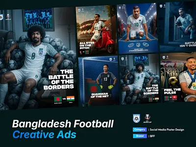 Bangladesh Football Creative Ads ai design ai driven design ai in advertising bangladesh football bangladesh sports creative ad campaign creative sports ads digital artwork football poster design graphic design national football team photoshop creative sports advertising sports branding