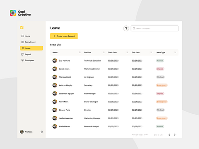 Humaneo - Web App Design Concept employee job finder web job web app time off page ui ui design user interface design web app web app design web application