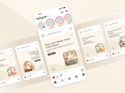 Cat Hotel Concept carousel cat hotel cats figma instagram social media visual design