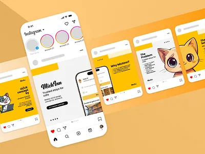 MichInn App Carousel ai cats design figma illustration instagram social media ui visual design