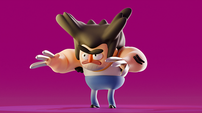 Wolverine 3d animation branding character design illustration stylized