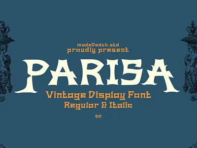Parisa Vintage Display Font birthday font book cover font branding christmas font design display font fashion font graphic design halloween font headline font horror font invitation font logotype nostalgic font restaurant font summer font tattoo font typography vintage font webfont