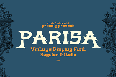 Parisa Vintage Display Font birthday font book cover font branding christmas font design display font fashion font graphic design halloween font headline font horror font invitation font logotype nostalgic font restaurant font summer font tattoo font typography vintage font webfont