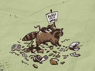 Trash Riot - Bless this Mess bless this mess digital illustration illustration raccoon rat king ratking sewer rat trash