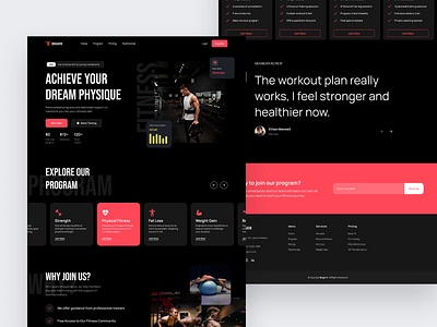 🏋️‍♂️ Bugarin - Fitness Landing Page UI darktheme figma fitness landingpage uidesign uiux uxdesign