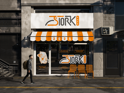 Stork Cafe Logo and Visual Design animal brand branding cafe design graphic design inspiration logo modern poster stork trend vector
