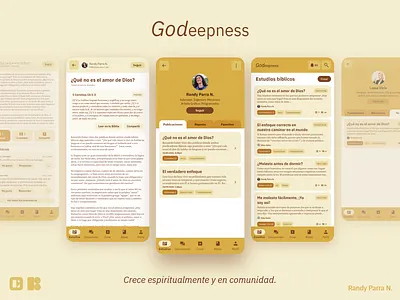 Godeepness - Una app social de estudios bíblicos mobile ui
