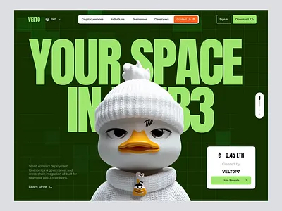 Velto Web3 Platform Space ai application crypto currency design elementor framer illustration landing mobile page platform saas software ui web3 webflow website wordpress