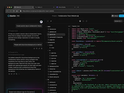 Daren AI - Website Design Concept ai brand designer branding chat chat ai clean design emura studio hero landing page saas ui ui design ux ux design web design website
