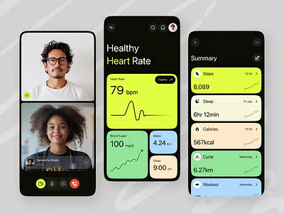 Real Time Health Care App ai health calorie tracker clean ui doctor fitness app fitness tracker health health app health tracker healthcare heart rate heartrate tracker medical app mobile app step counter telemedicine ui video call virtual health wellness app