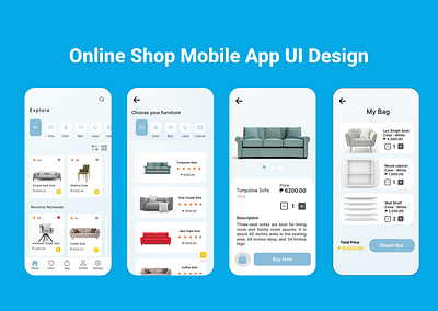 Online Shop Mobile App UI Design branding design graphic design social media post ui ux