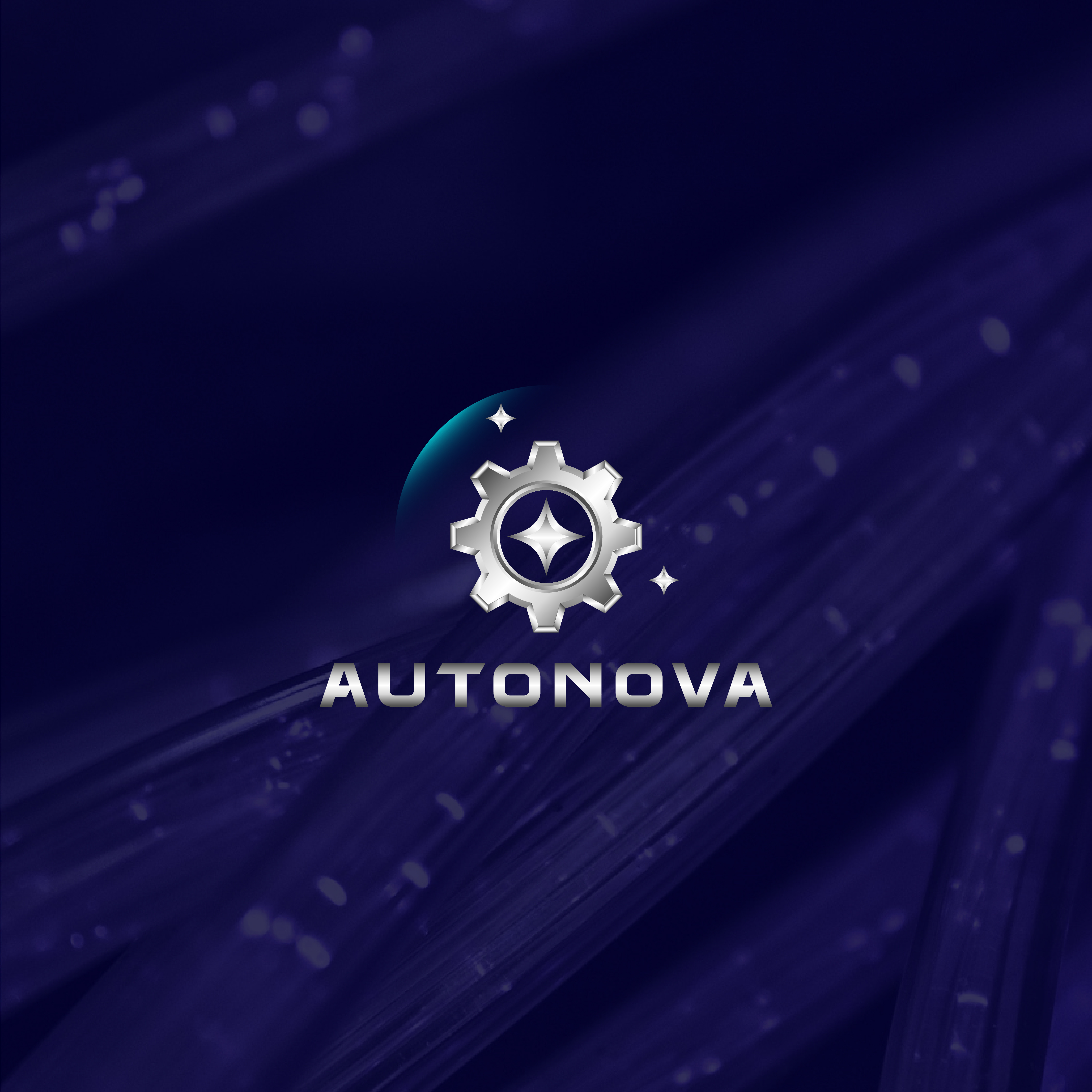 3D Gear Icon with Sparkling Star - AUTONOVA 3d logo ai automation automation logo blue color brand guideline branding creative flat gradients graphics design identity logo logo design minimalist design modern modern logo silver unique logo vector