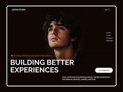 Personal Branding Website – Portfolio Website – Hero Section bold design darkmode design designportfolio personal website portfolio product ui ui ux website design