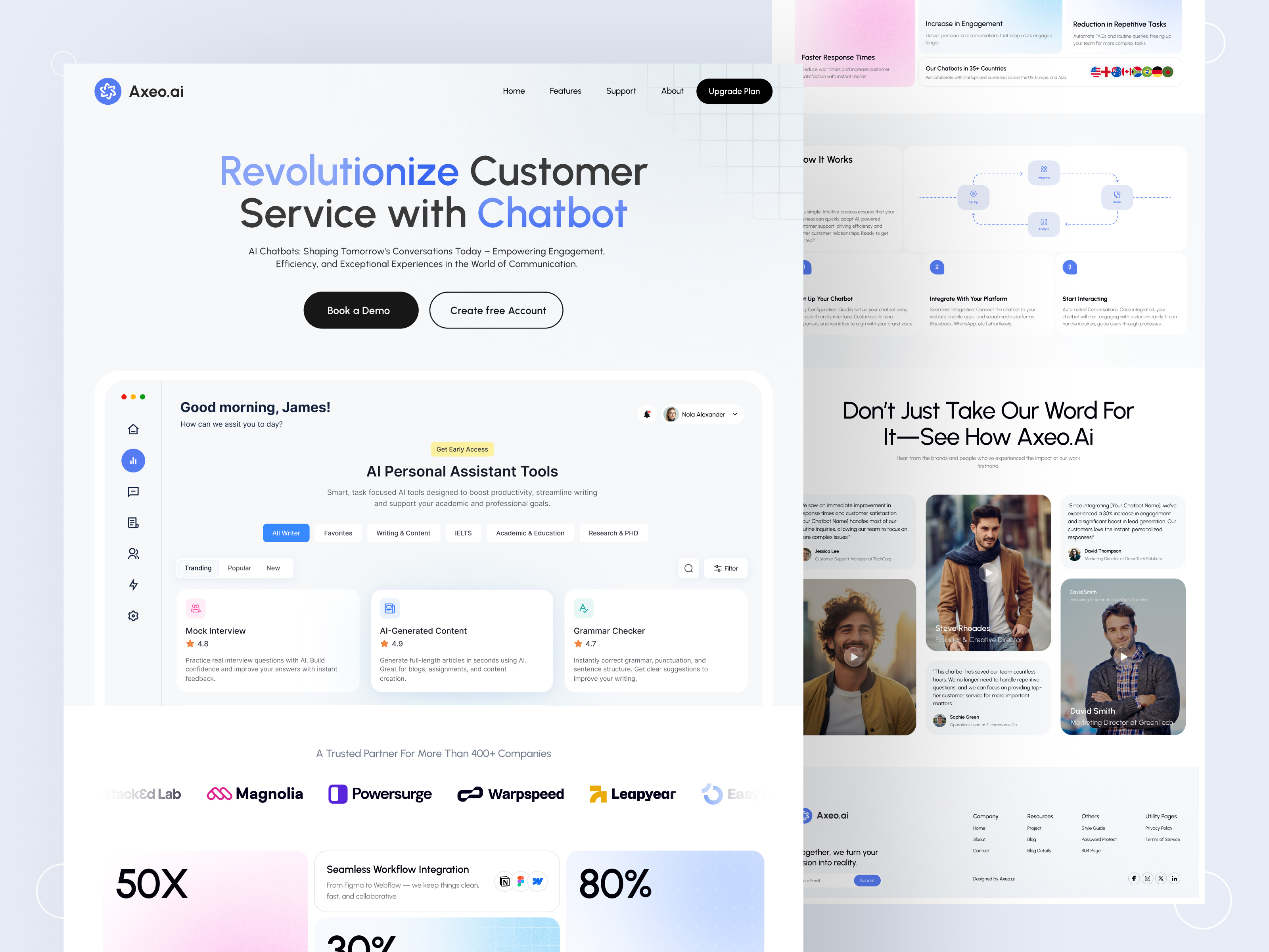 AI Chatbot Landing Page ai ai and artificial intelligence ai webapp ai website design chat ui chatbots figma landing page design minimalist modern product design saas saas design saas product saas ui technology ui design uiux design webapp website