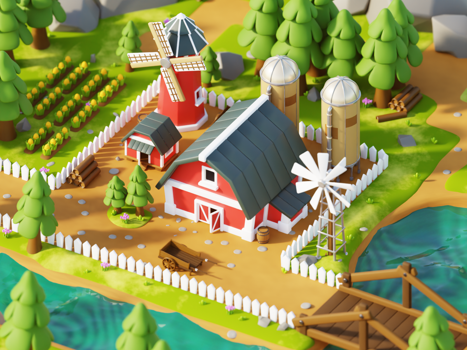 Example of Full Background 3D Illustration