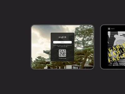 Kabin - Product design for hotel brand (check-in tablet) app check in dark theme hotel ipad japan product design prop tech reservation startup tablet travel ui design ux design uxui