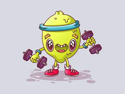 Sporty lemon character character design graphic design groovy healthy illustration lemon outline sport sportsmen vector vector character vector illustration