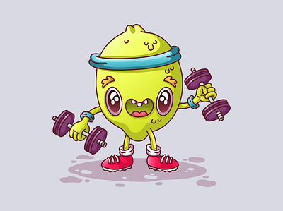 Sporty lemon character character design graphic design groovy healthy illustration lemon outline sport sportsmen vector vector character vector illustration
