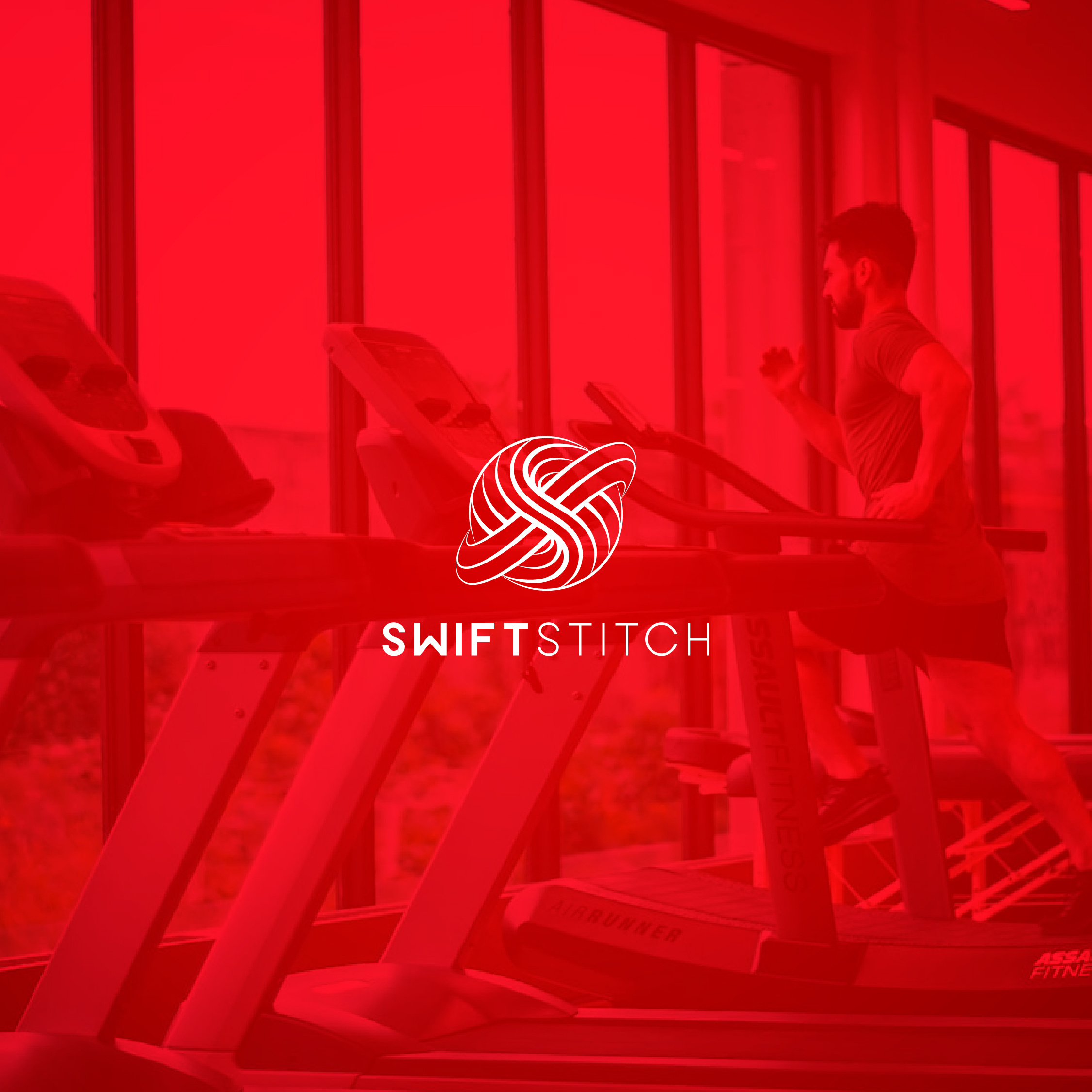 SwiftStitch – ‘S’ Icon Inspired by Thread & Movement bold font brand guideline branding creative design flat design graphic design guideline gym brand gym cloth gym clothing gym design identity letter s monogram minimal logo monogram logo red color stich icon swift logo swiftstitch text logo