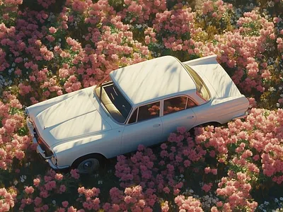 The Overgrown Classic - 3D Art 3d 3d abstract art 3d art 3d car 3d design 3d flowers 3d model 3d modelling 3d rendeing 3d render 3d visual abstract art aesthetic beatiful view car clean flowers inspiration inspire
