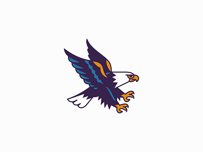 Eagle In Attack Position Logo animal attack bird branding design eagle focus identity illustration logo mark nature retro sports symbol vector wildlife wings
