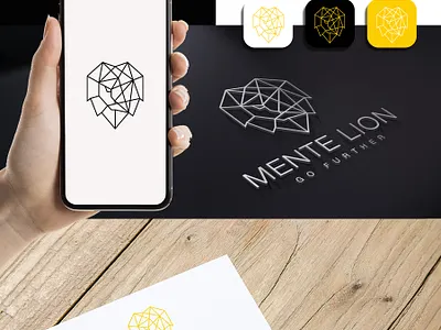 Geometric lion logo business card design graphic design logo design