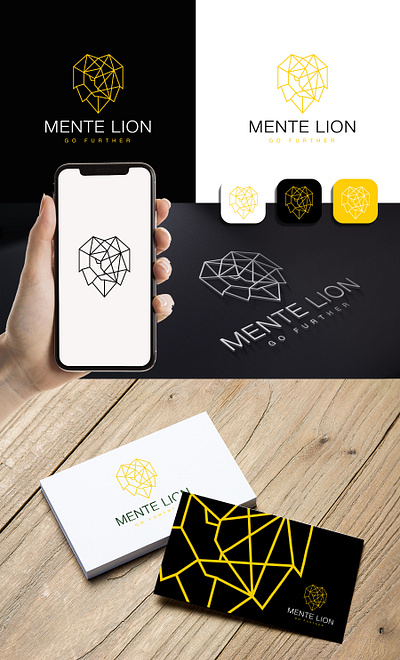 Geometric lion logo business card design graphic design logo design