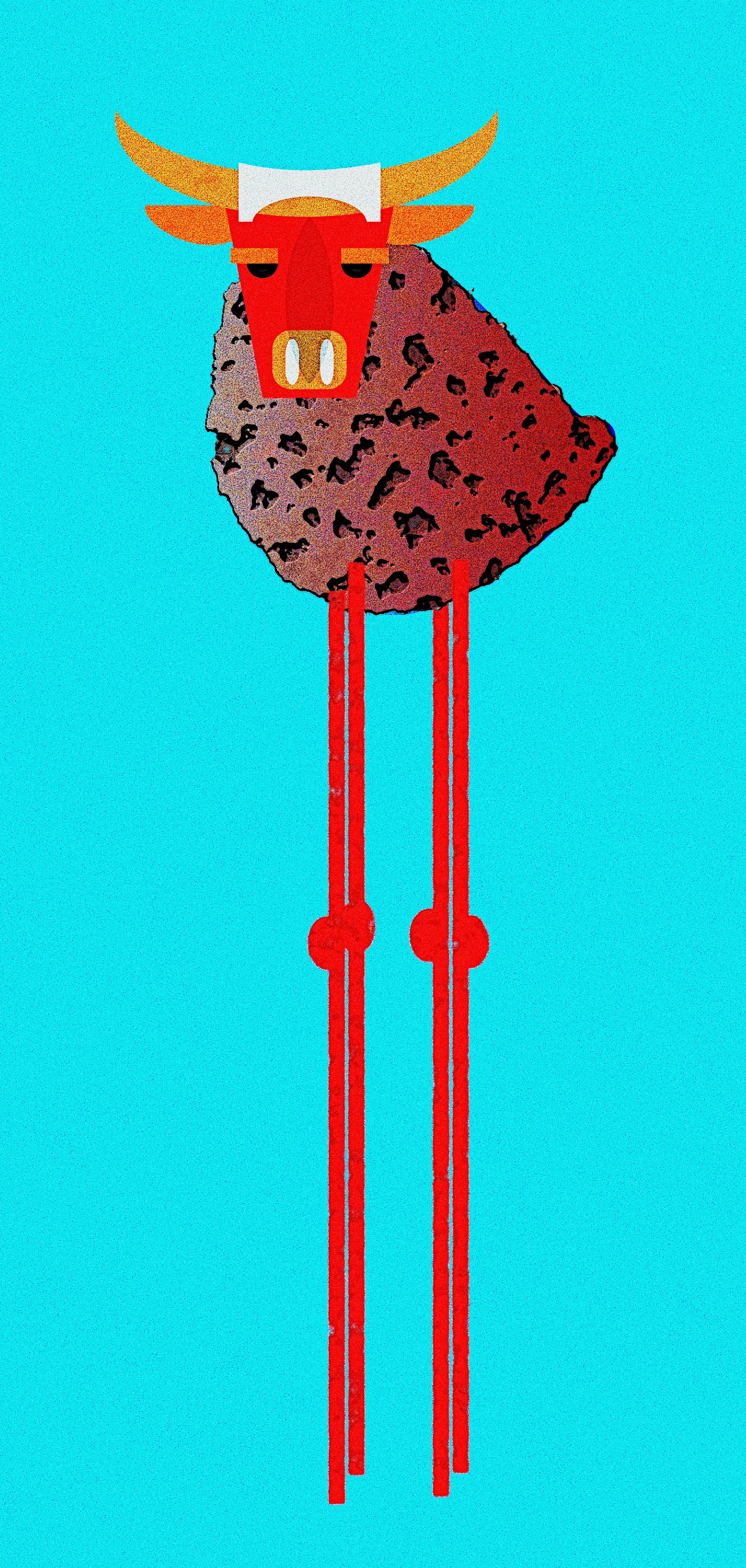 Moo-tant... bull doodle illustration moo tant noise shunte88 vector