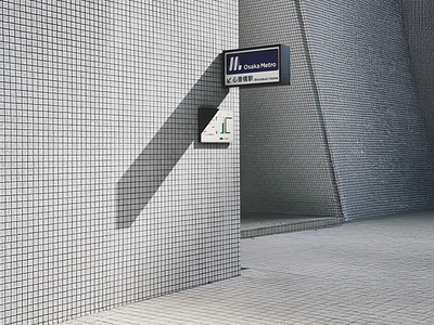 Osaka Metro Study- 3D Design 3d 3d art 3d design 3d model 3d modelling 3d render 3d rendering 3d station 3d visual clean conceptual design metro metro station modern osaka metro style typo urban urban art