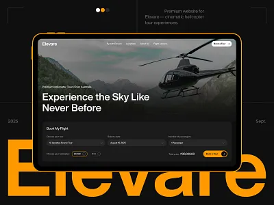 Luxury Travel Website UI/UX for Helicopter Tour Experiences b2c platform booking platform booking ux cinematic design dark mode design figma flight booking helicopter tours luxury brand design luxury travel premium website product design responsive design storytelling ui tourism website travel app design travel website ui design ux design web design
