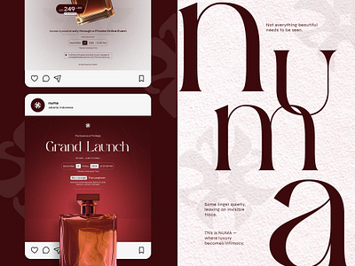 NUMA Scent - Elegant Perfume Social Media Instagram Feeds Design a ads animation brand collateral branding elegant feed design graphic design instagram post luxury marketing marketing post minimalist modern perfume professional social media social media design template visual identity