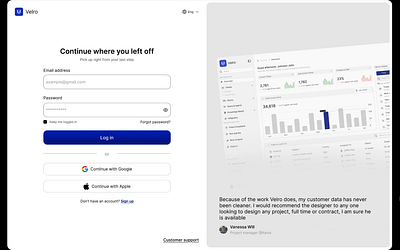 Velro design onboarding product design productdesign sign up web website