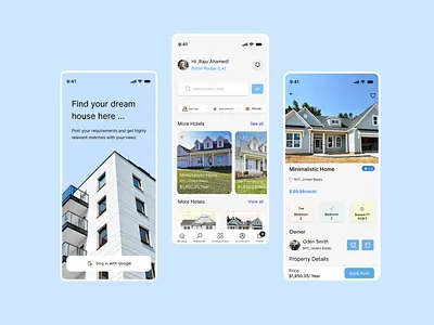 Real Estate App UI Design app ui booking app hotel booking app mobile app real estate real estate app rent home app room booking app ui design