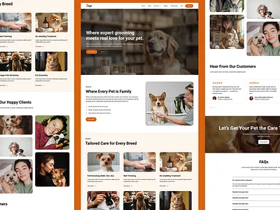 A Digital Home for Pet Lovers brand identity design concept design inspiration figma pet grooming pet lover petcare uiux user experience user interface visual design web design website design