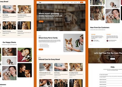 A Digital Home for Pet Lovers brand identity design concept design inspiration figma pet grooming pet lover petcare uiux user experience user interface visual design web design website design