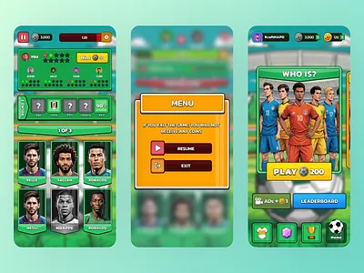 Football Quiz Game App UI/UX Design animation branding design football game graphic design illustration logo motion graphics ui vector
