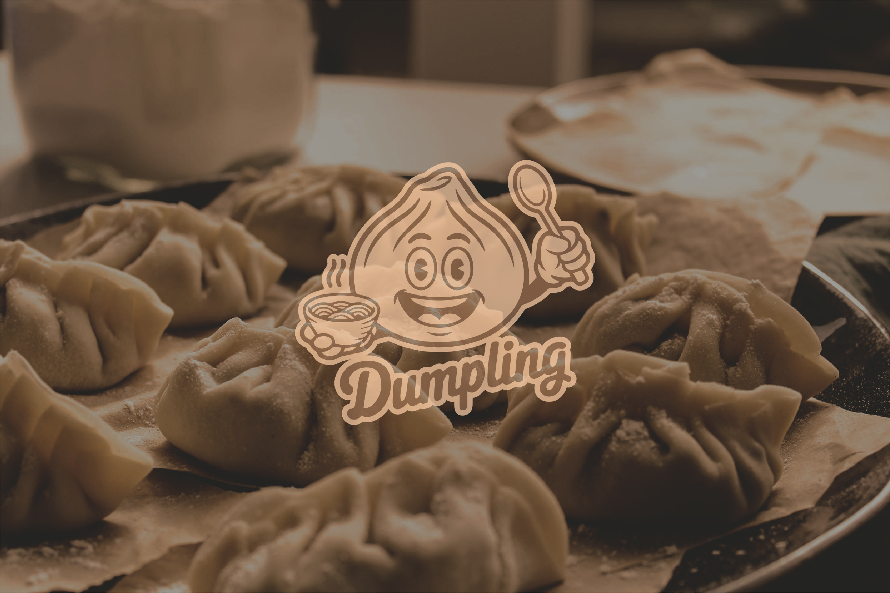 Creative Dumpling Character Logo with Brand Design food business branding
