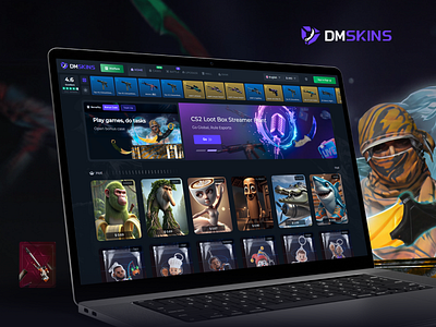 Gaming Loot Box UI Design case opening casino dashboard casino website cs2 csgo dmskins gambling gamingui lootbox skintrading